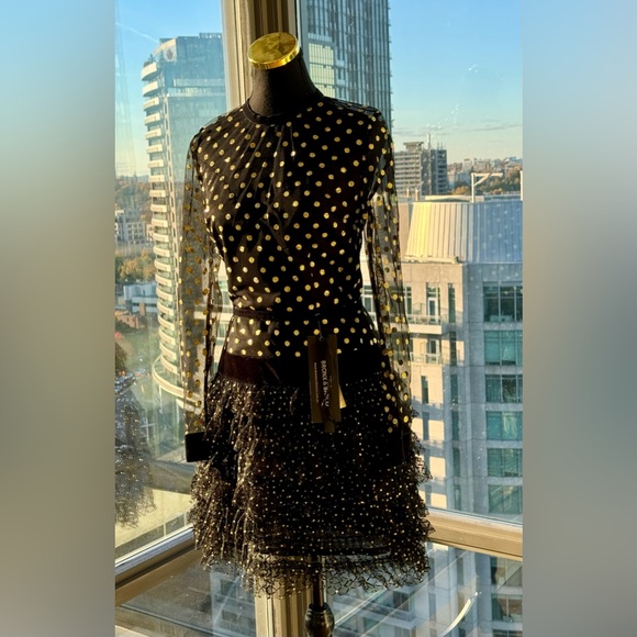 🆕 BRONX & BANCO 🧿 NWT Suns Mesh & Velvet Fit & Flare Mini Dress - Sz S - US 4 - Picture 12 of 16